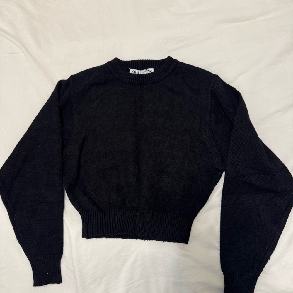 Zara Black Knit Crop Sweater